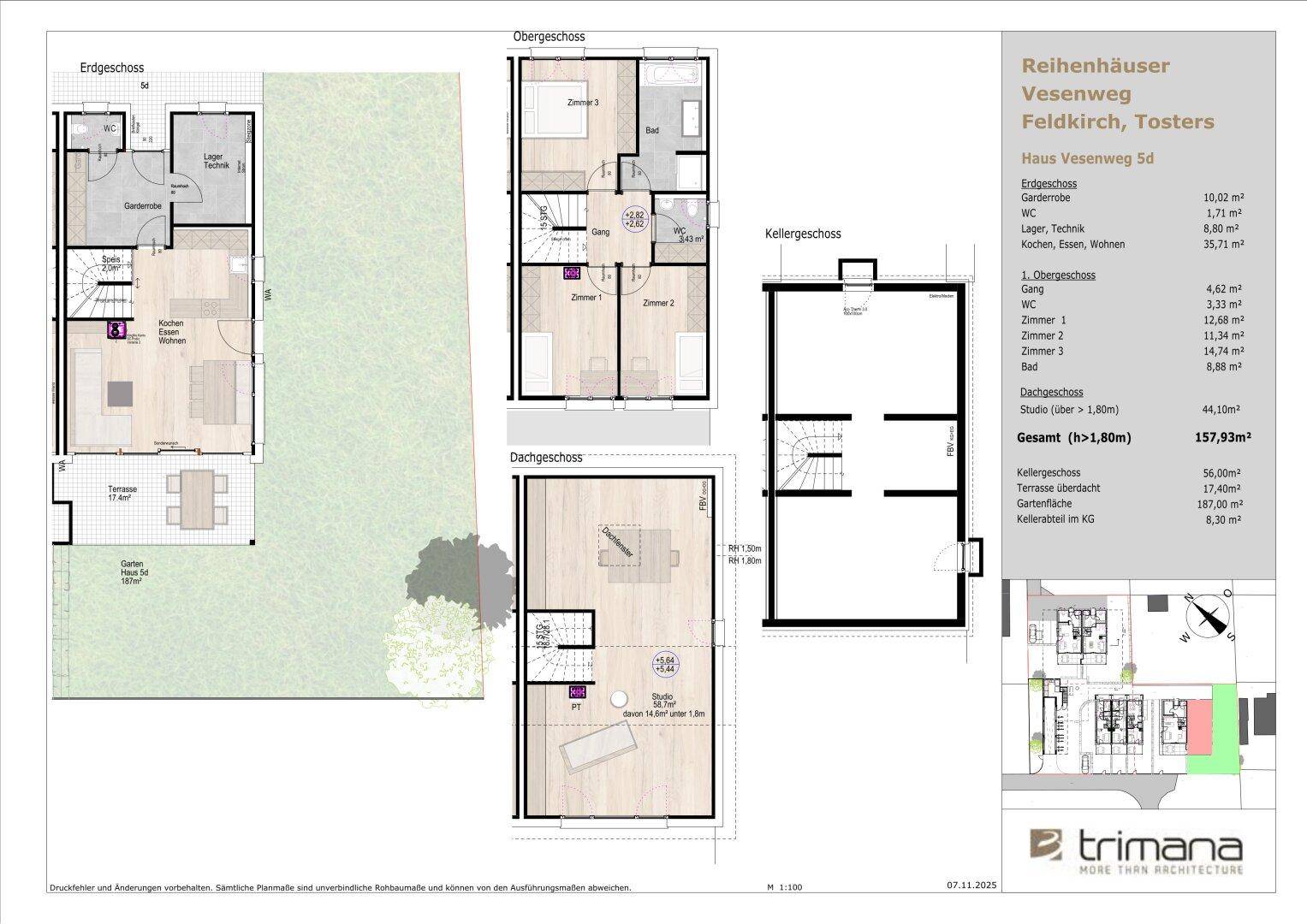 Feldkirch Tosters Neubau Vollholz Doppelhaus mit großem Garten und Keller, Fertigstellung Sommer 2026 – pohled 6