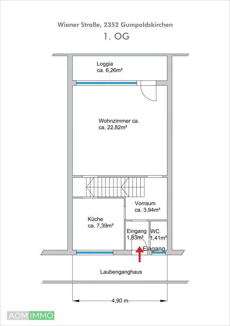 Wohnung in Gumpodskirchen mit Loggia