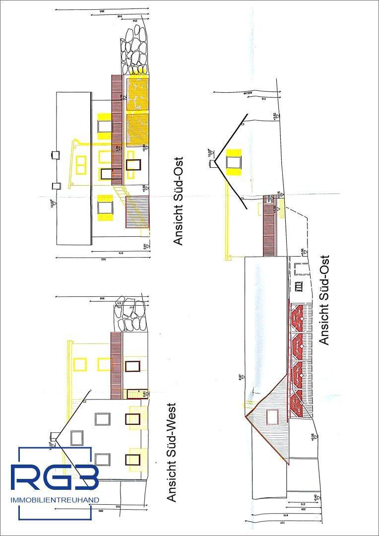 Einfamilienhaus – Gebäudeansichten Südwest, Südost und Nordwest