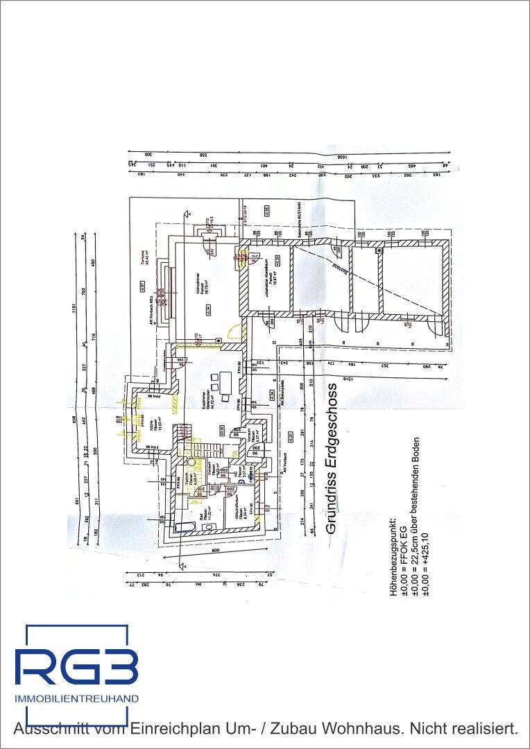 Wohnhaus – Geplanter Erdgeschossgrundriss (nicht realisiert)