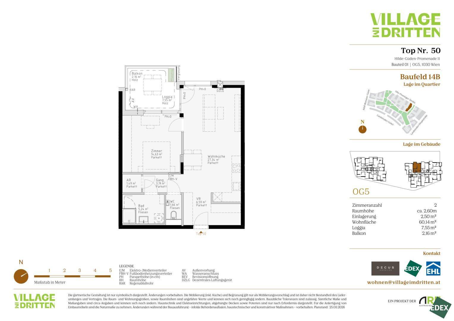 Detaillierter Grundriss einer Wohnung mit Wohnzimmer, Schlafzimmer, Bad und Loggia, inklusive Maßangaben.