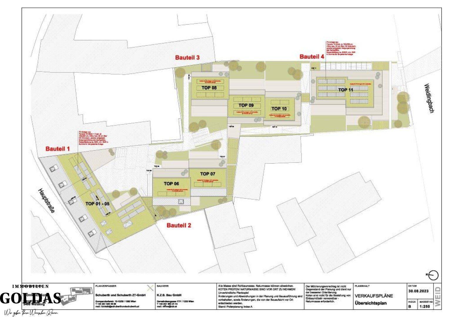 Übersichtsplan des gesamten Wohnkomplexes mit mehreren Gebäudeteilen und Grünflächen.