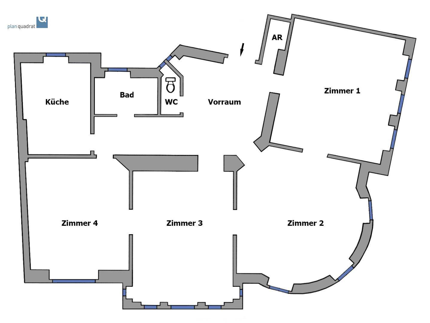 Grundriss-Skizze der Wohnung