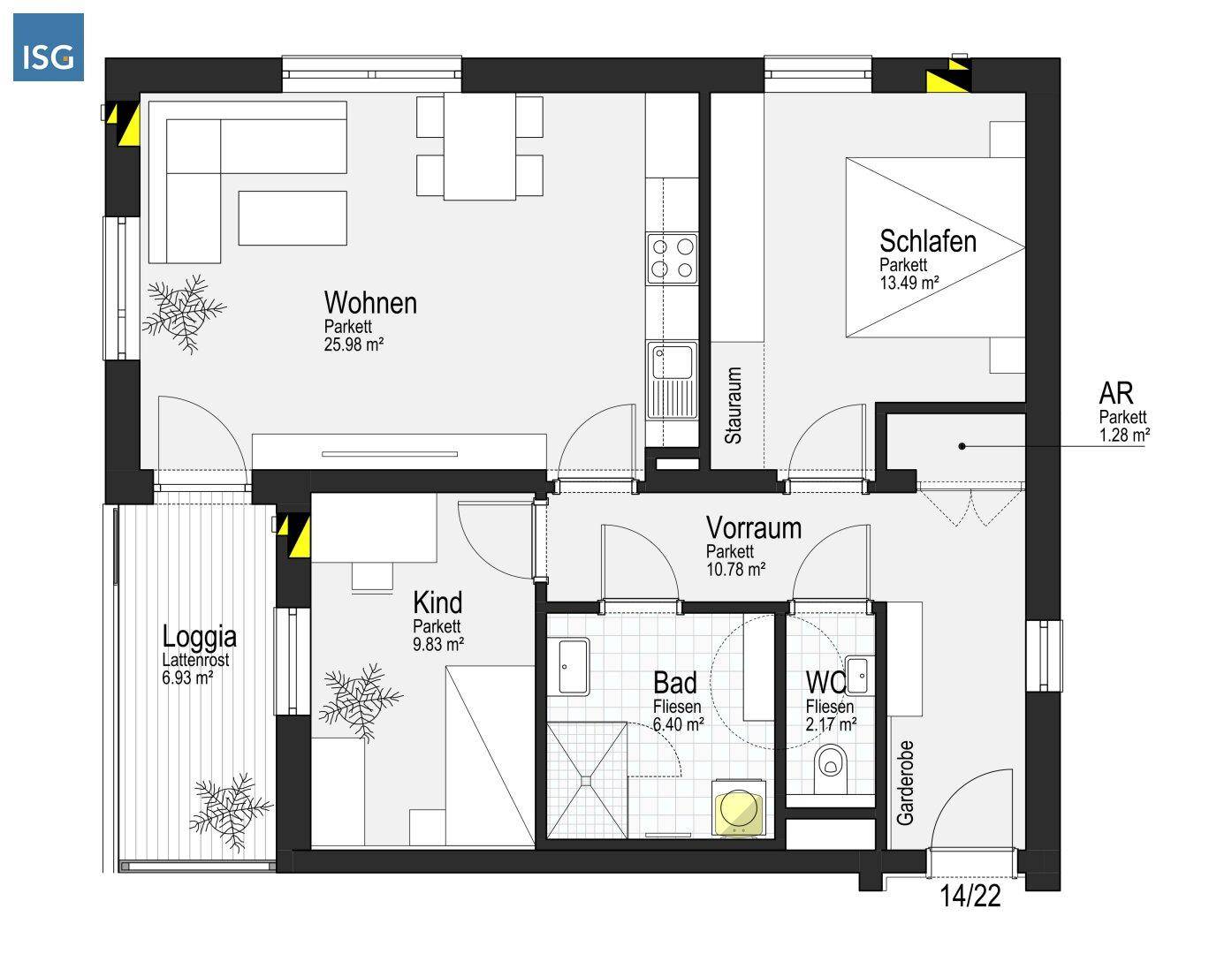 MIETKAUF - NEUBAU - Bezug Ende 2026 - Top 14 mit 3-Zimmer im 1. OG - Widok 4