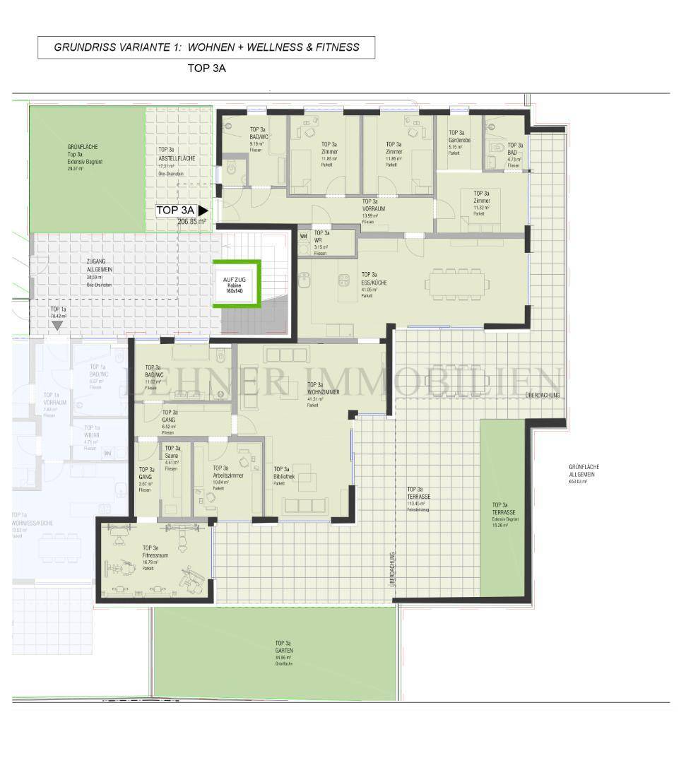 Lehner Immobilien Bild Grundriss Variante 1 Wohnen