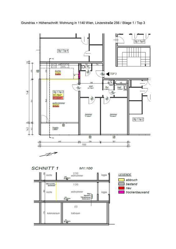 Grundriss und Höhenschnitt