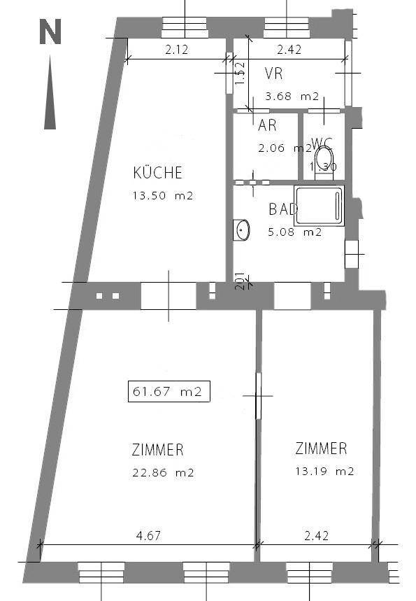 Grundriss bemasst