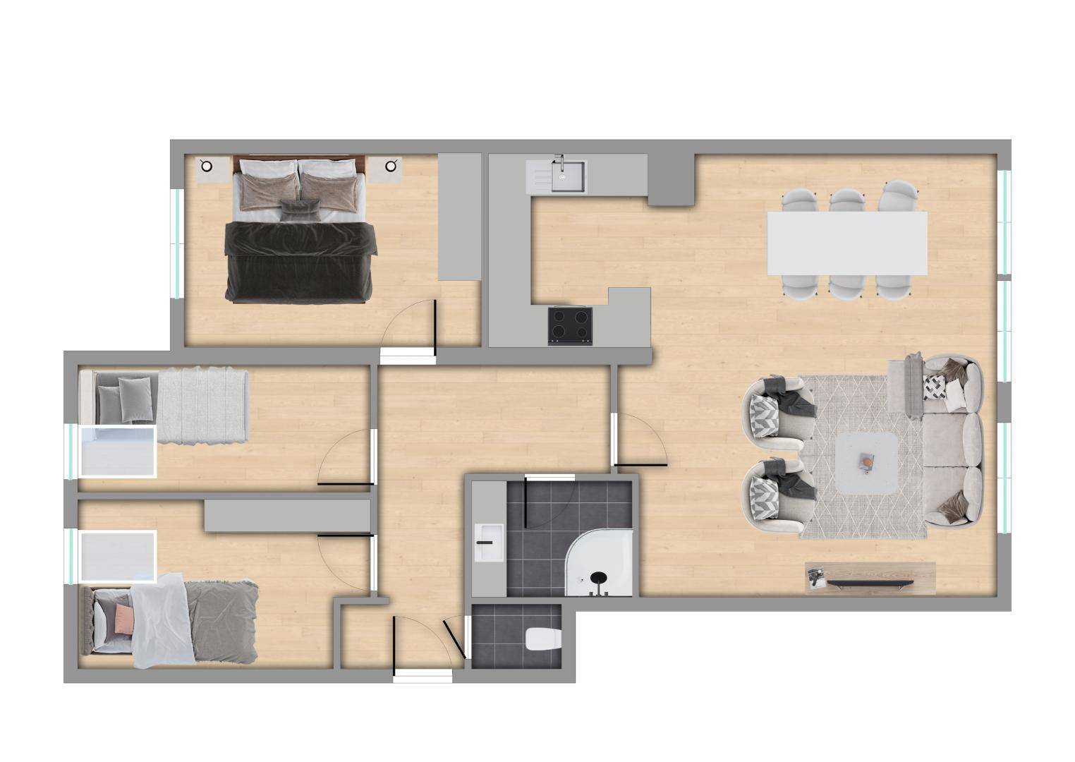 Grundriss Wohnung möbliert