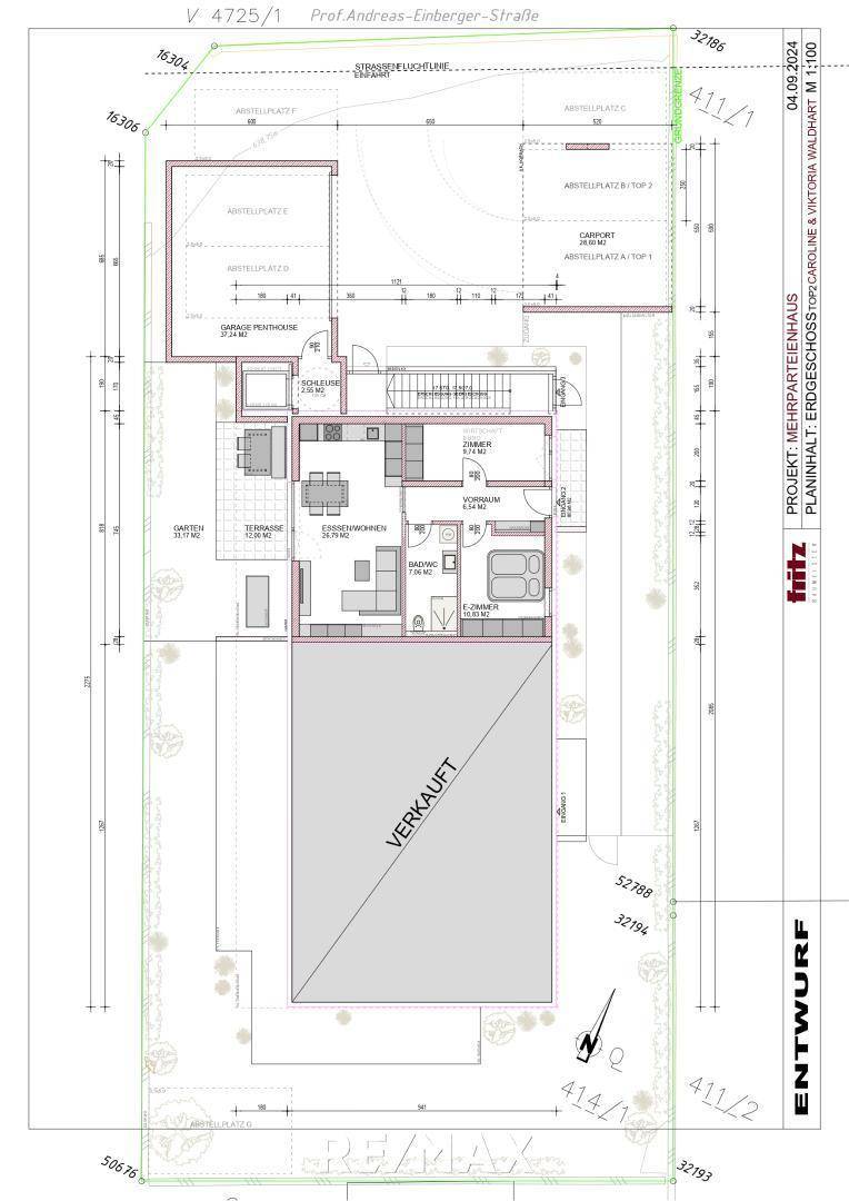 Grundrissplan Gartenwohnung Top 2