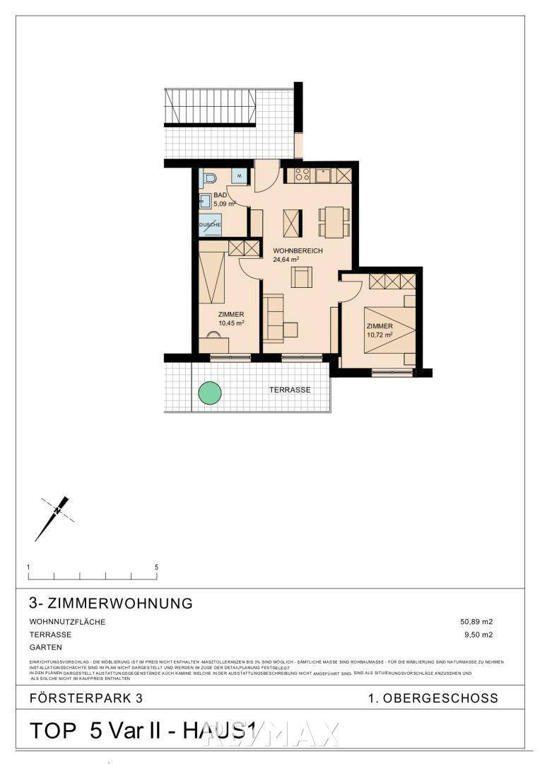 Grundriss Top 5 - Haus 1_Planvorschlag