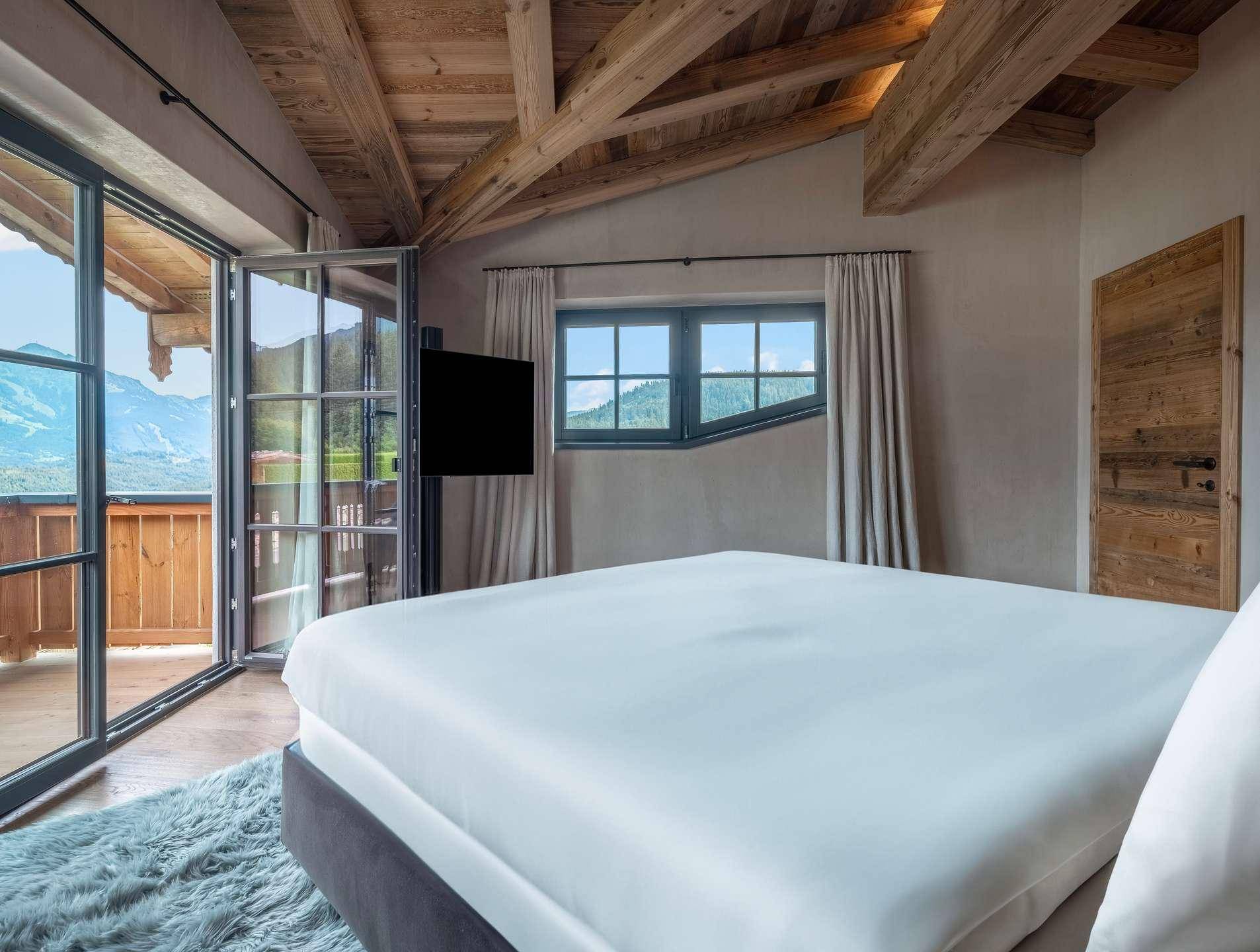 Schlafzimmer mit Bergblick