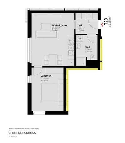 2-Zimmer-Wohnung mit 44 m², Donaustadt, Donaustadt