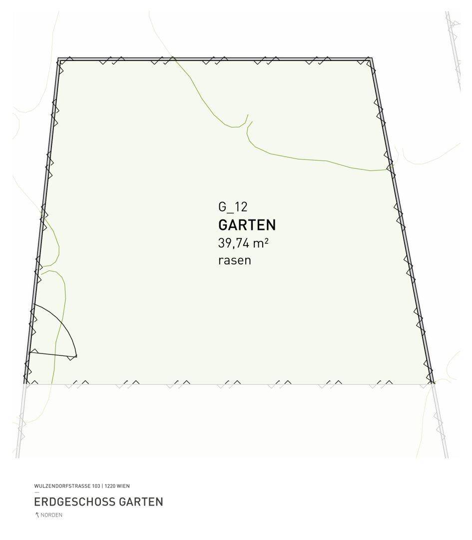 Grundriss des Gartens mit einer Fläche von fast 40 Quadratmetern.