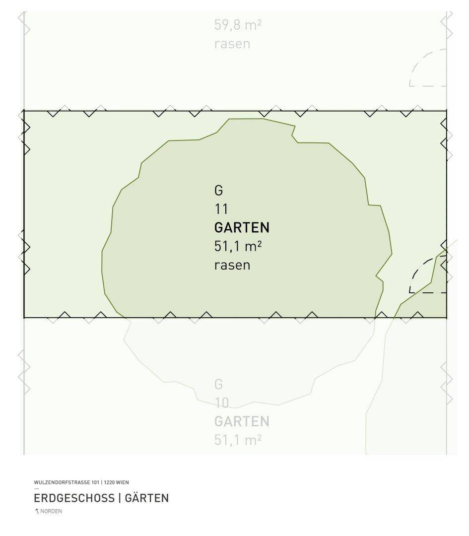 Grundriss des Erdgeschosses mit einem Gartenbereich von 51,1 m².