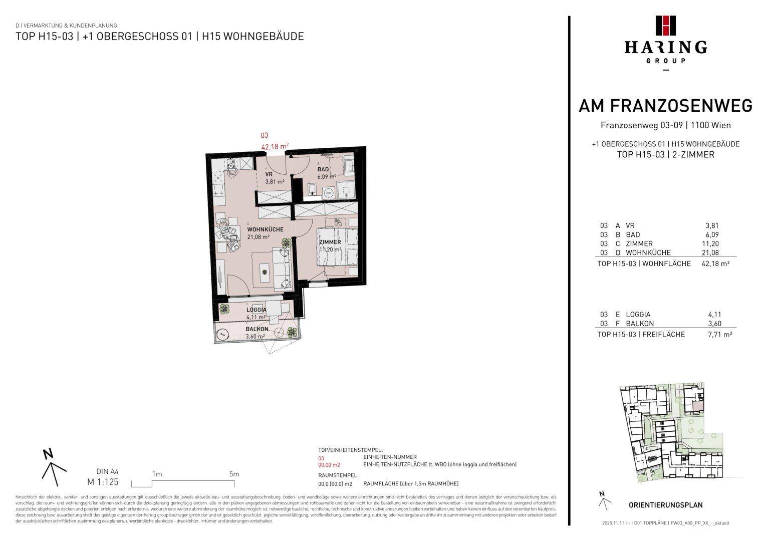 Grundriss einer 2-Zimmer-Wohnung mit Loggia und Balkon.