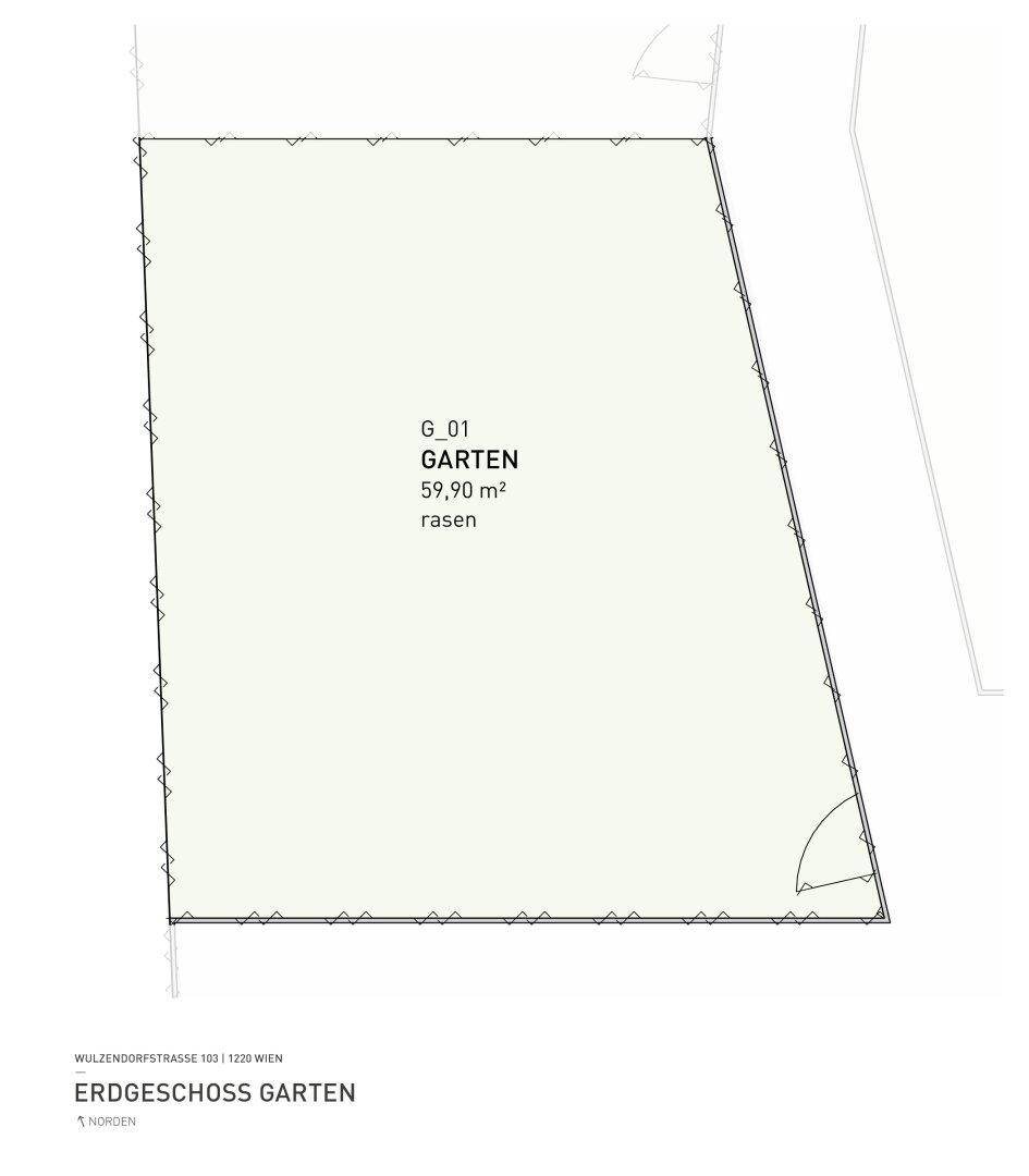 Grundrissplan eines Erdgeschossgartens mit einer Fläche von 59,90 m².