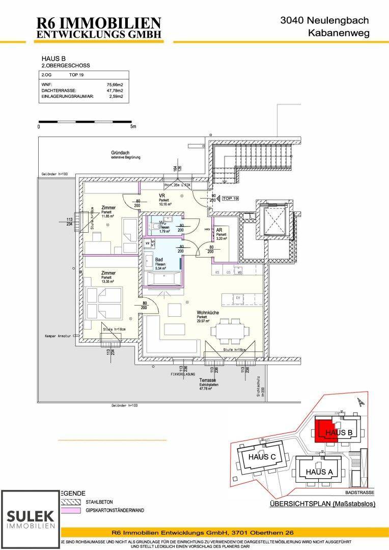 Beispiel Grundrissplan 3 Zimmer Wohnung 2. OG