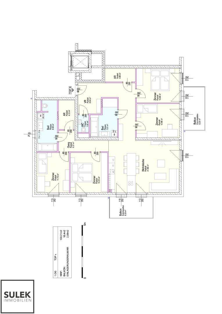 Beispiel Grundrissplan Variante 5 Zimmer Wohnung