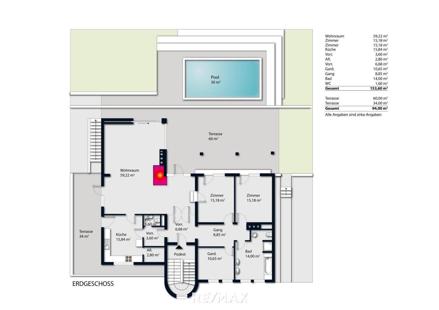 Plan Erdgeschoss/Terrassenausgang