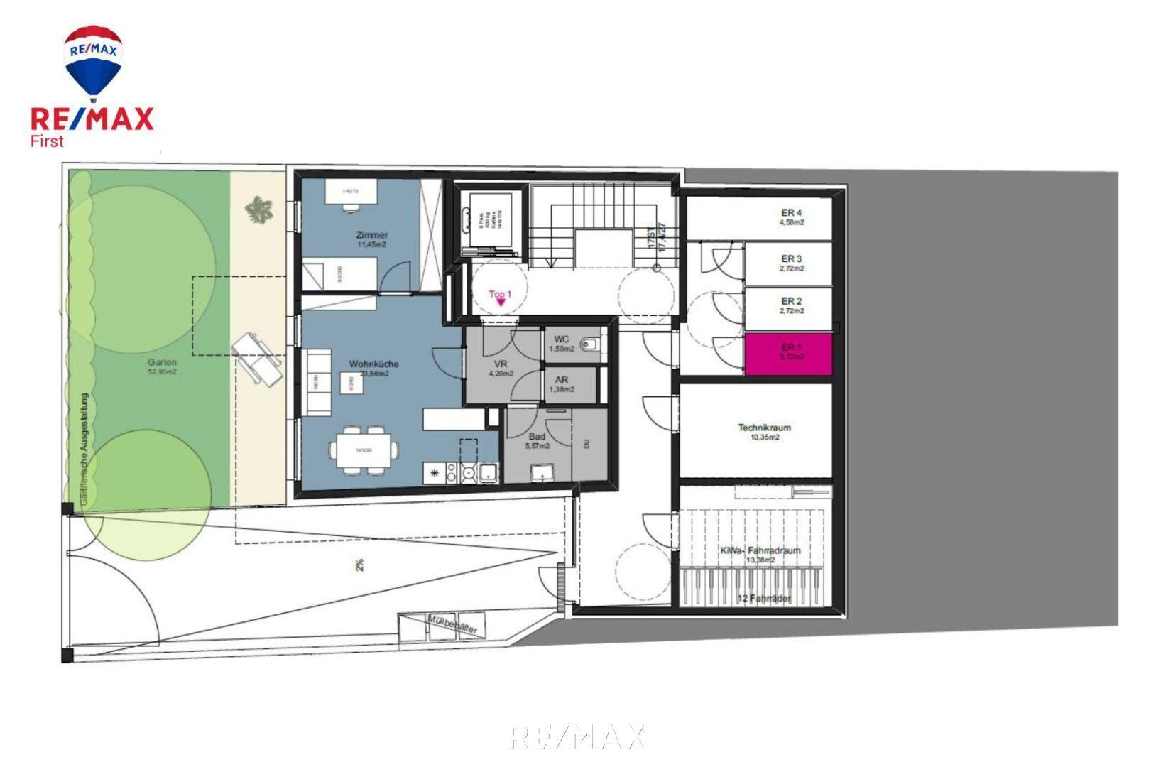 Das Wlassak71 - Wohnungsplan - Top 1