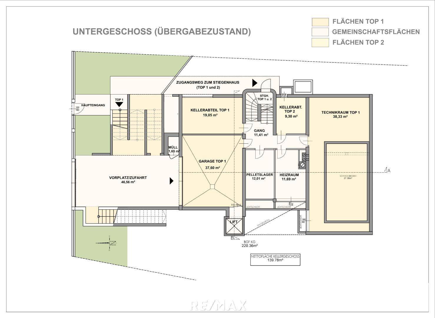 Plan Übergabezustand Untergeschoss