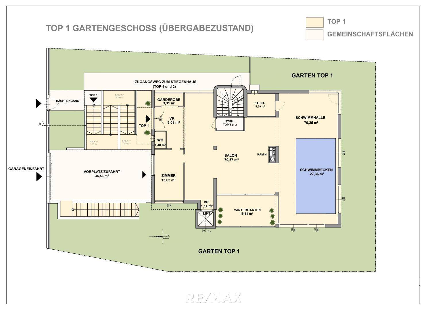 Plan Übergabezustand Gartengeschoss