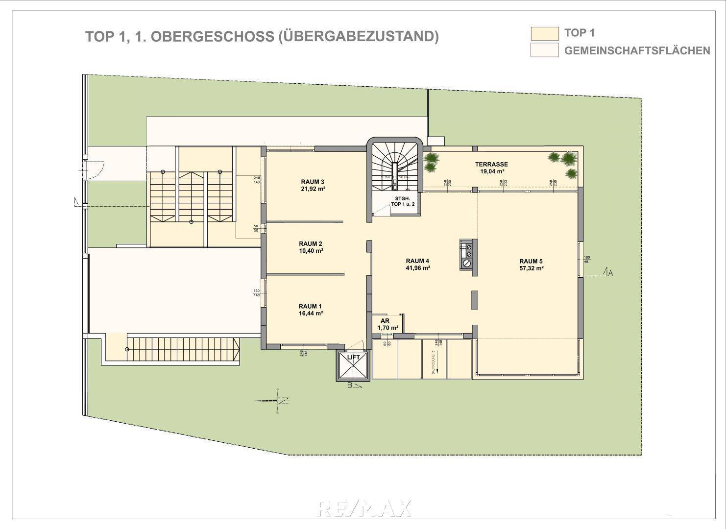 Plan Übergabezustand Obergeschoss