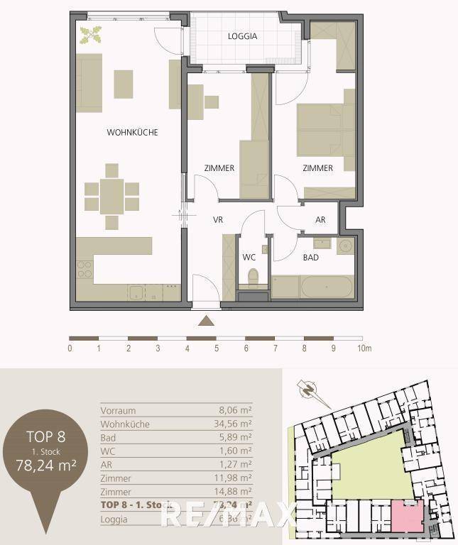 Top 8 Grundriss und Wohnungsplan
