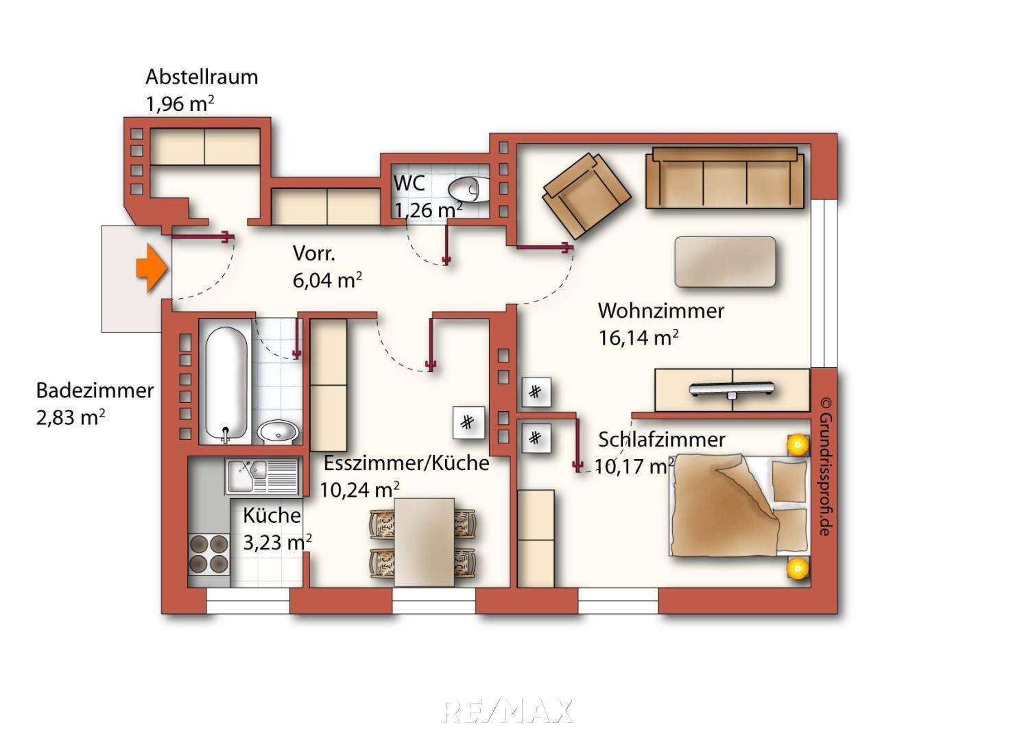 Grundriss möbliert