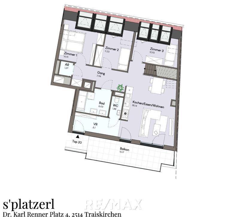 Wohnungsplan Top 20