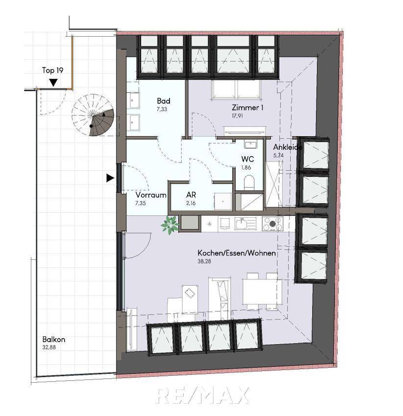 Top 19 Grundrissplan inkl. Balkon
