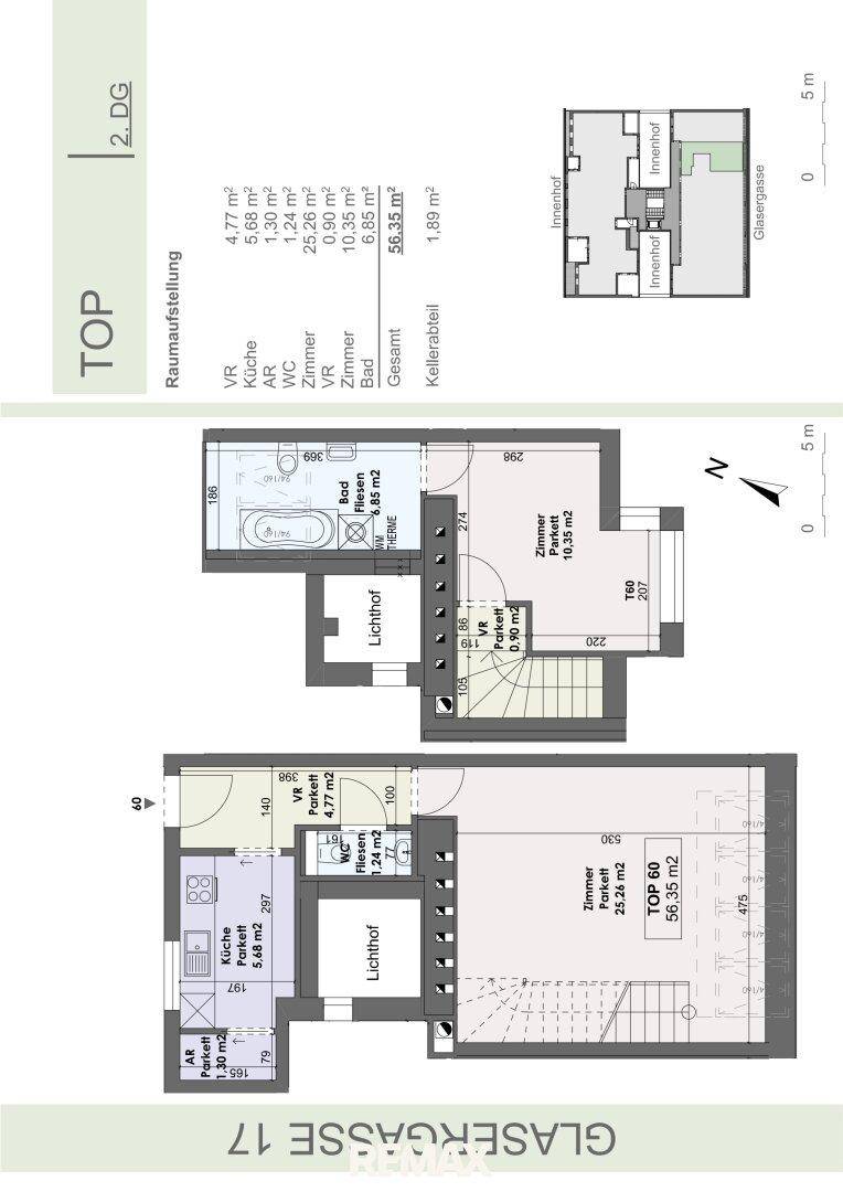 Detaillierter Grundrissplan für zwei Ebenen mit Raumaufteilung und Flächenangaben.