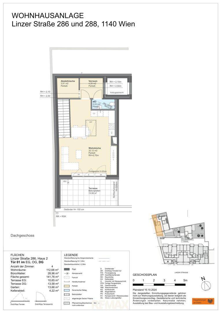 Grundriss des Dachgeschosses mit Terrasse, Abstellraum und offenem Wohnbereich.