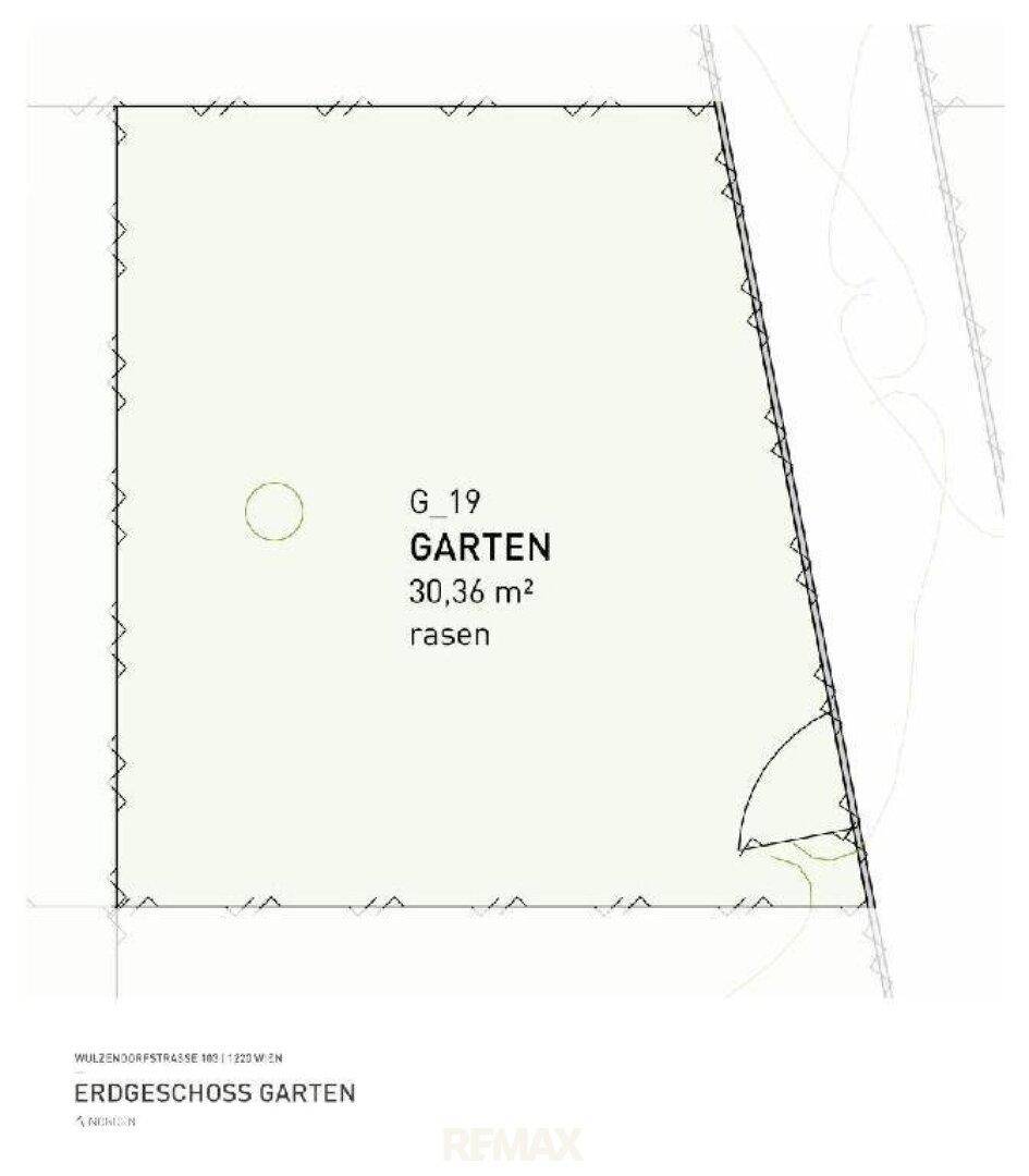 Grundriss des Gartens im Erdgeschoss mit einer Fläche von 30,36 m².