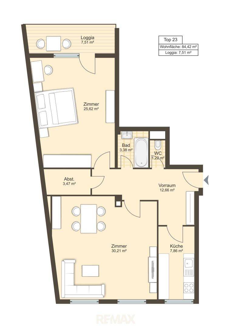 Grundriss möbliert Variante 1