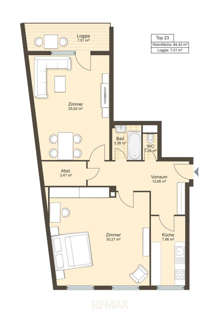 Grundriss möbliert Variante 2