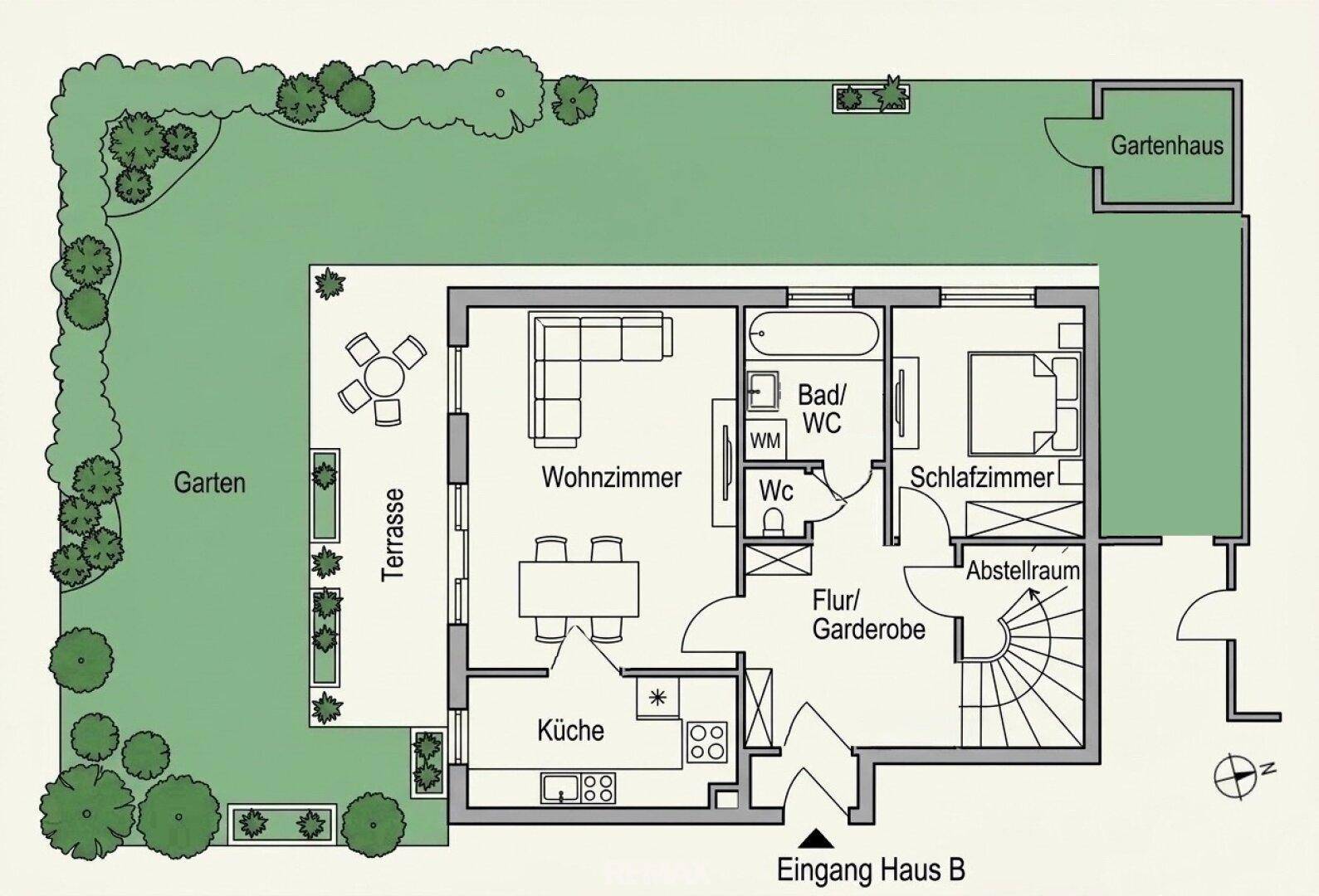Grundriss UG mit Garten