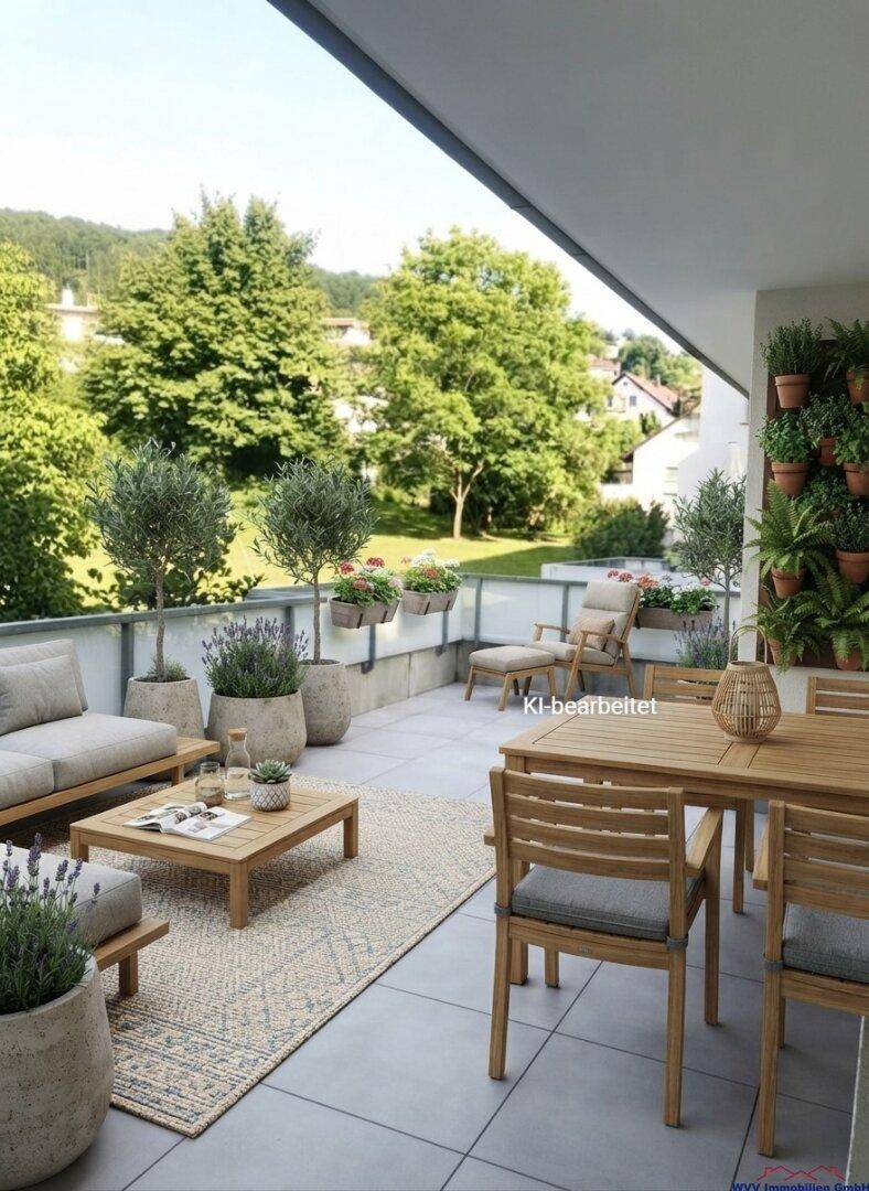 Loggia und Terrasse - mögliche Gestaltung KI generiert