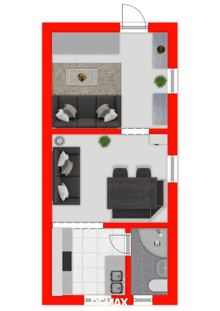 Detaillierter Grundriss des Hauses mit Wohn-, Schlaf- und Sanitärbereichen.