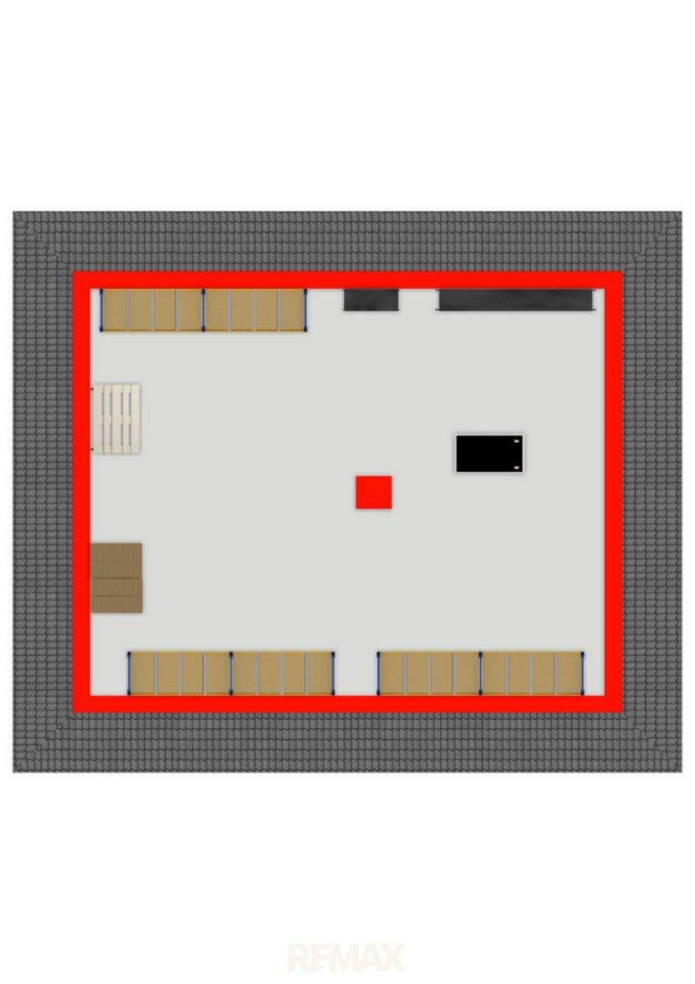 Grundriss des Dachgeschosses, ideal als Lagerraum oder Hobbybereich.