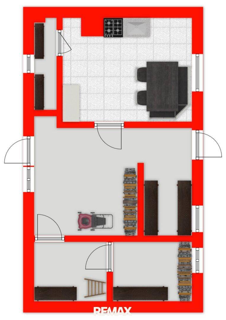 Grundriss des Untergeschosses mit Abstellraum und Heizungsraum.
