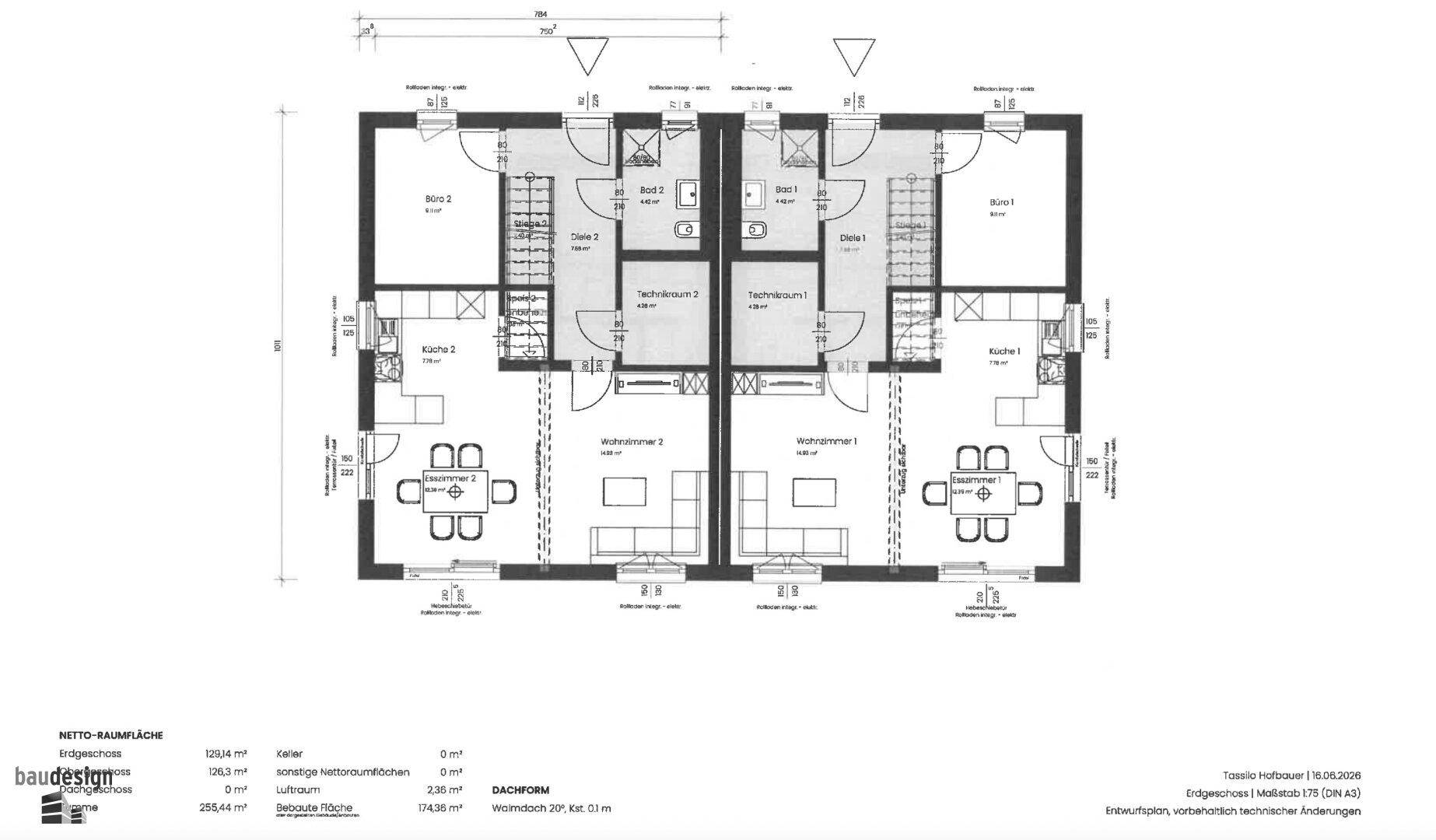 Korneuburg ! NEUBAU Erstbezug ! Moderne Doppelhaushälfte in familienfreundlicher Siedlungslage ! - Ansicht 2
