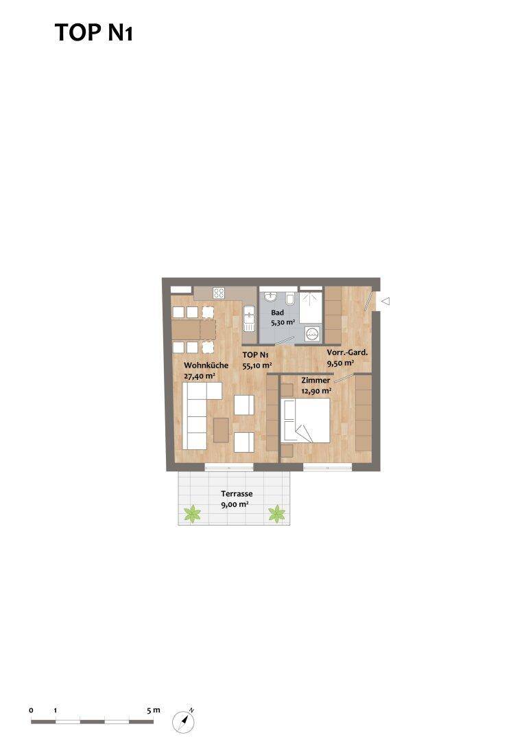 Im Herzen von Langenzersdorf! 2 Zimmer Wohnung mit Terrasse und Garten! Top 1! - Ansicht 6