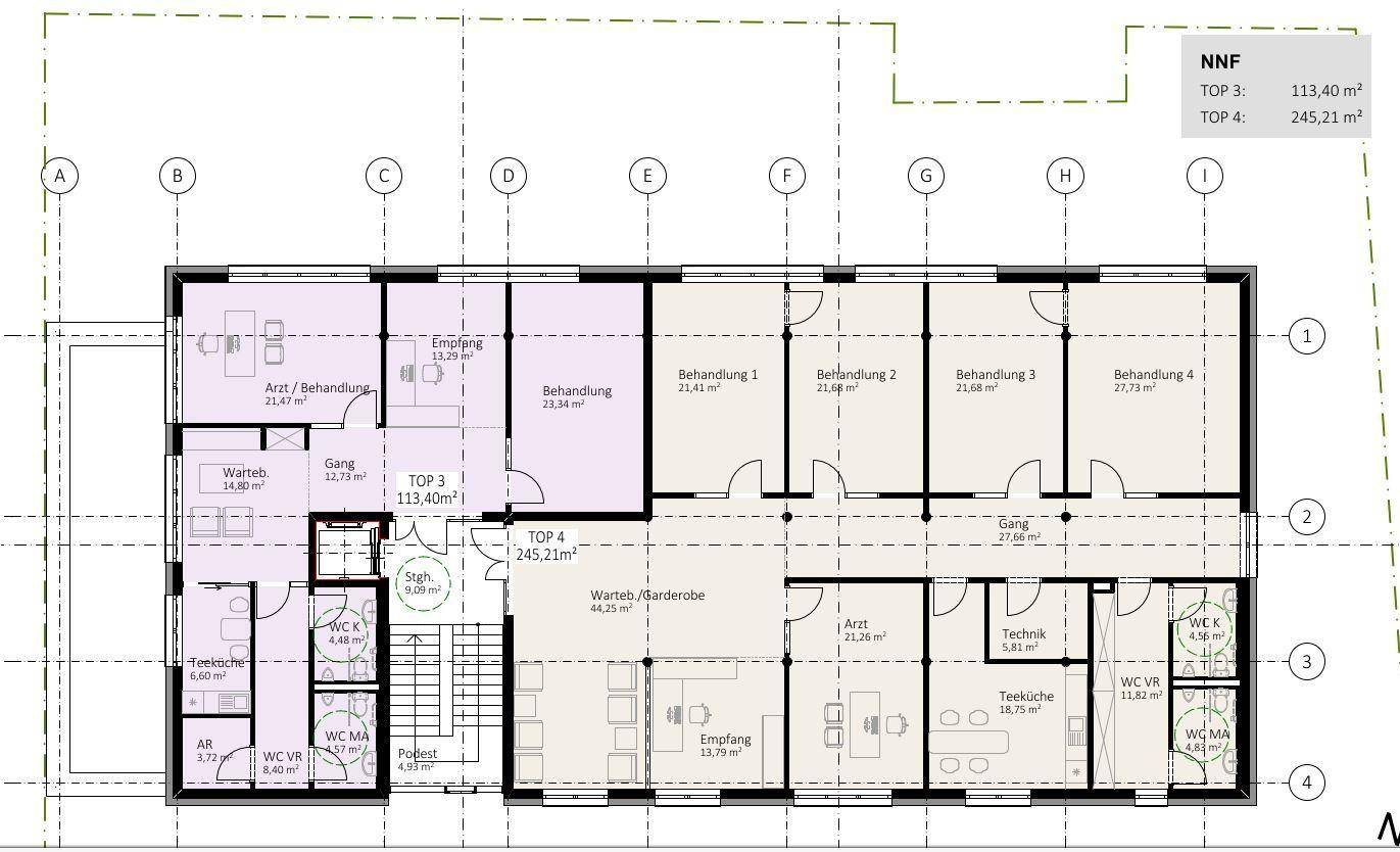 Grundriss Artzpraxen (Teilungsmöglichkeit)