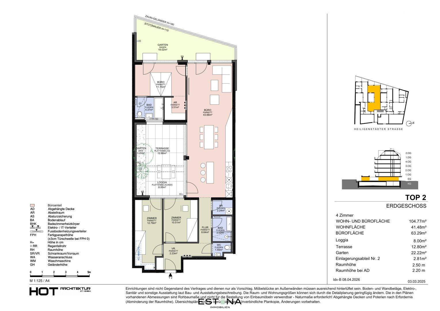 Detaillierter Grundriss einer Erdgeschosswohnung mit Garten, Terrasse und offener Raumaufteilung.