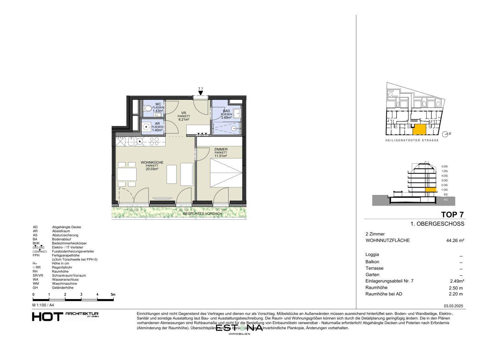 Grundriss einer 2-Zimmer-Wohnung mit Loggia, Schlafzimmer und offenem Wohnbereich.