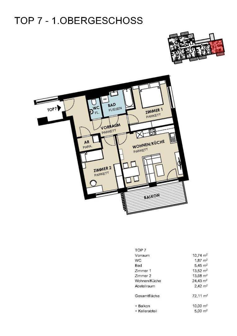 Neue 3-Raum-Wohnung in Kaprun - Widok 3