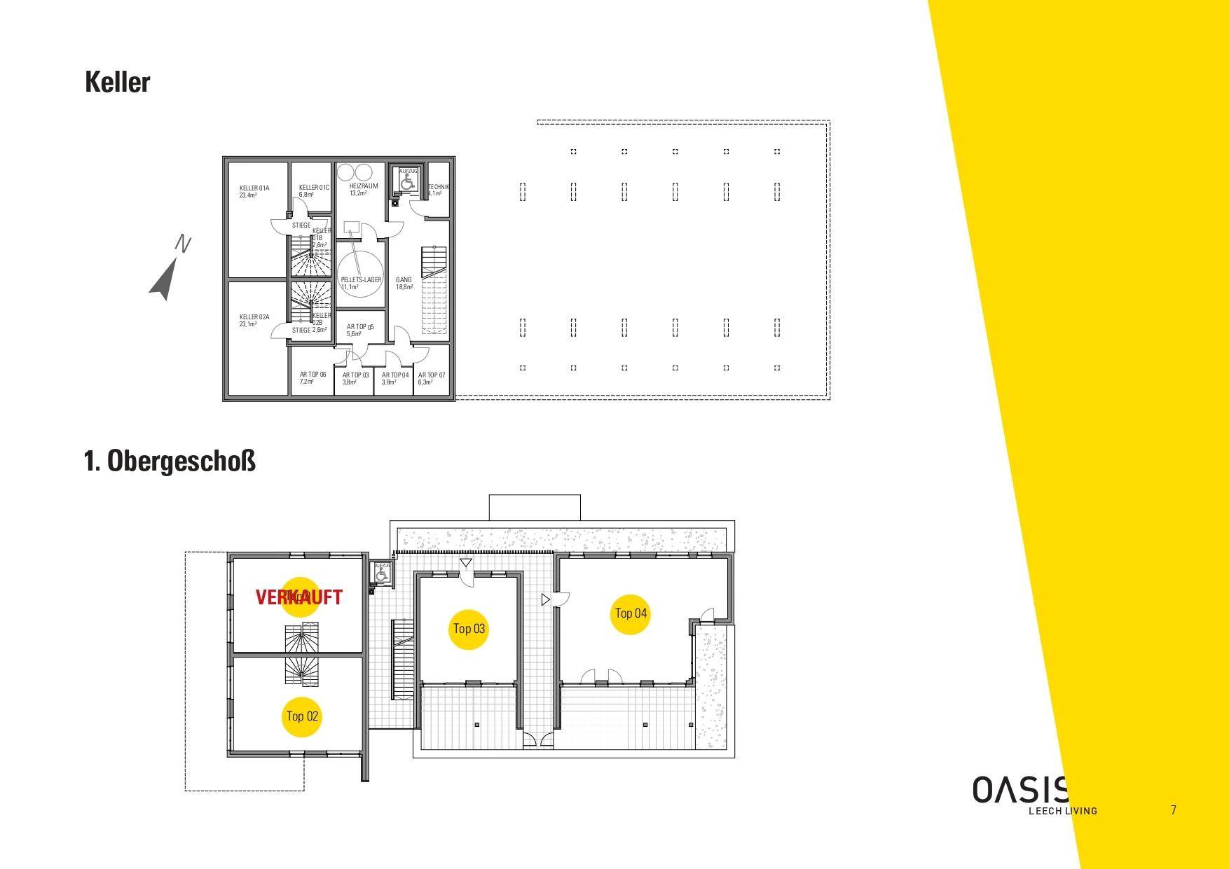 Übersicht UG_1. Obergeschoß OASIS Leech Living