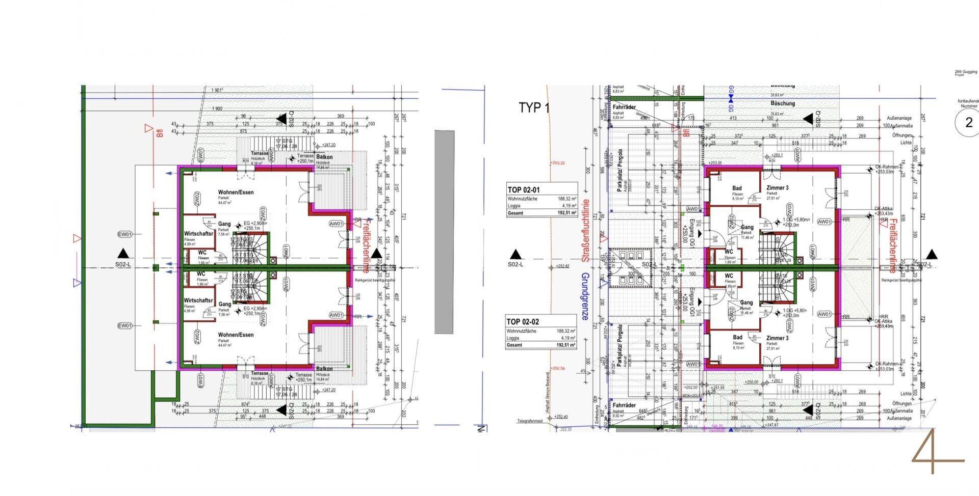 Baubewilligt | Grundstück mit 774 m² | ca. 385 m² Wohnnutzfläche möglich | Eigengarten bis zu ca. 413,07m² gesamt - Ansicht 2
