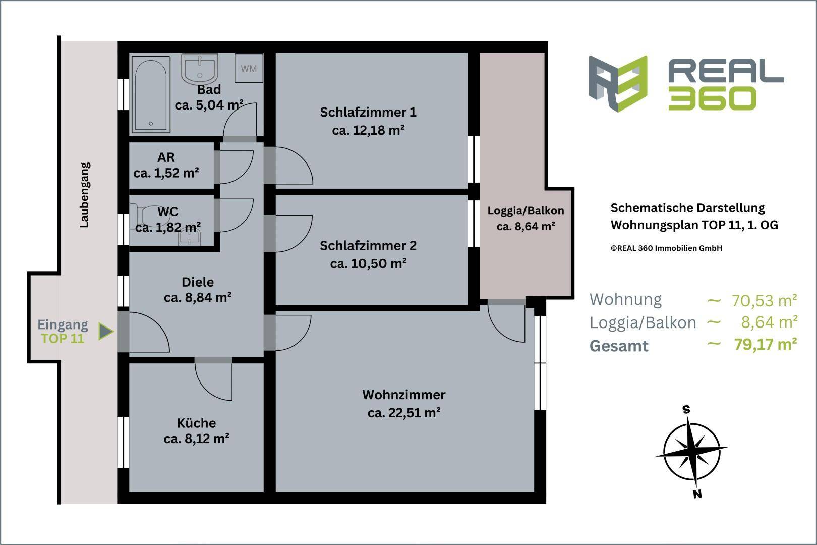 Wohnungsplan TOP 11 / schematische Darstellung